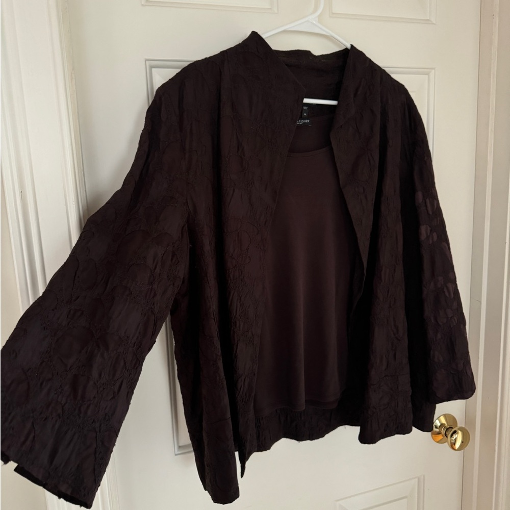 Eileen Fisher Silk Brown Tank + Jacket - Picture 4 of 14